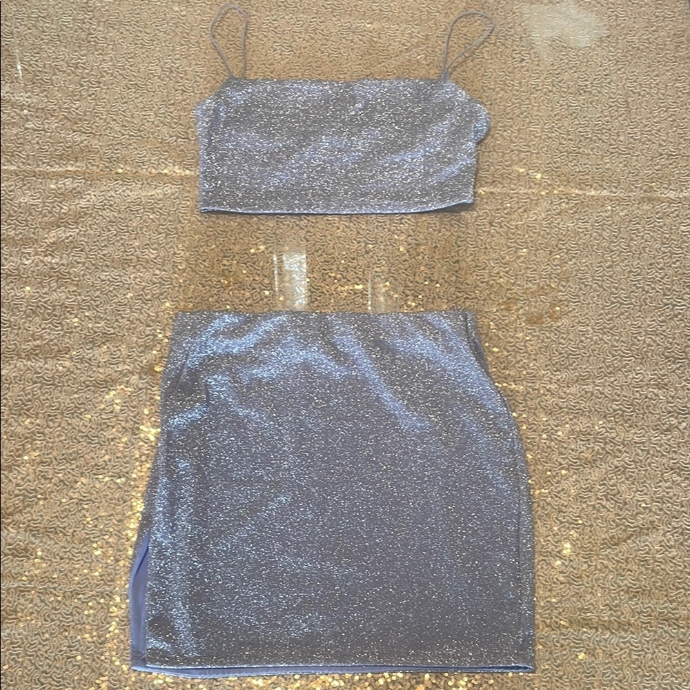 Fashion Nova Glittering Purple and Silver Ensemble